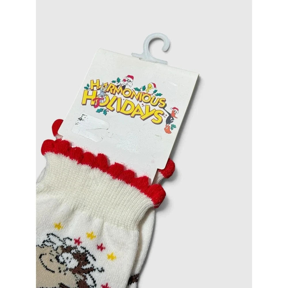 Vintage 1996 Looney Tunes Taz Christmas Sock NWT Ruffle Cuff 90s Kidcore Holiday
